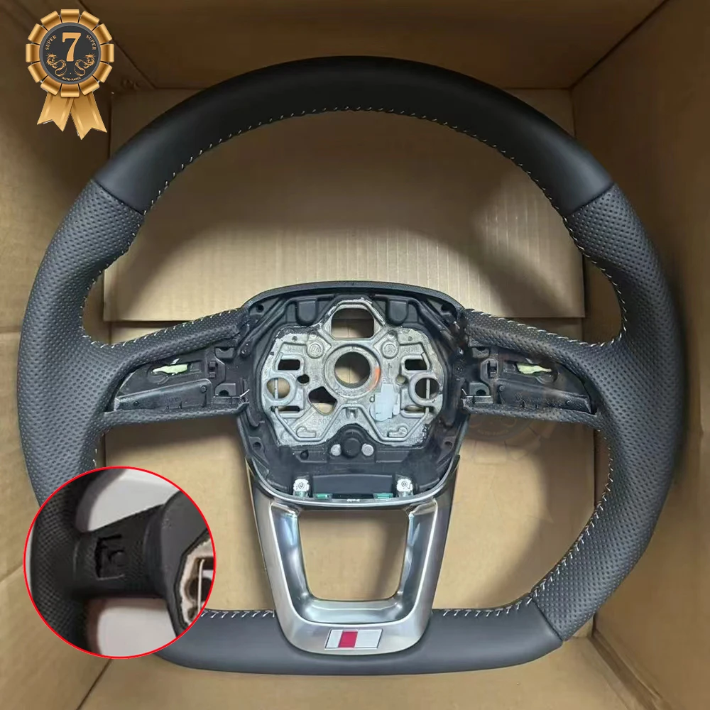 Platte bodem voor Audi Q3 multifunctionele geperforeerde lederen RS/S logo stuurwielbasis - afbeelding 1