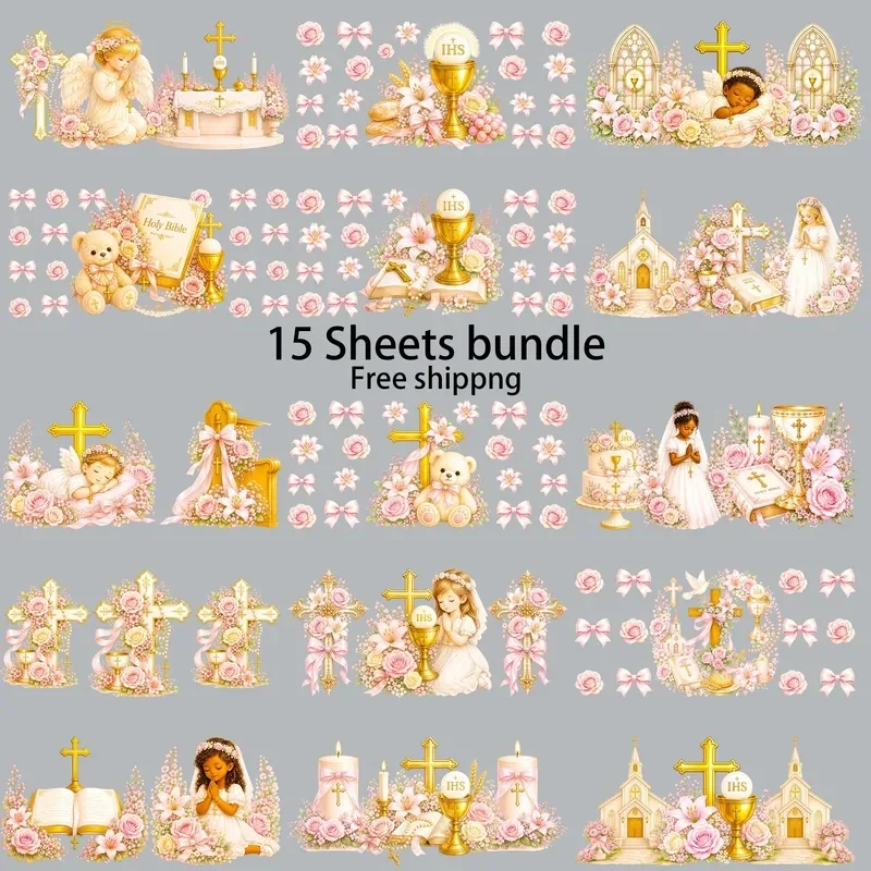 15pcs Freeship Faith Over Fear Jesus UV DTF Sticker Waterproof DIY Decals 3D transfers uvdtf tumbler stickers uv dtf cup wrap