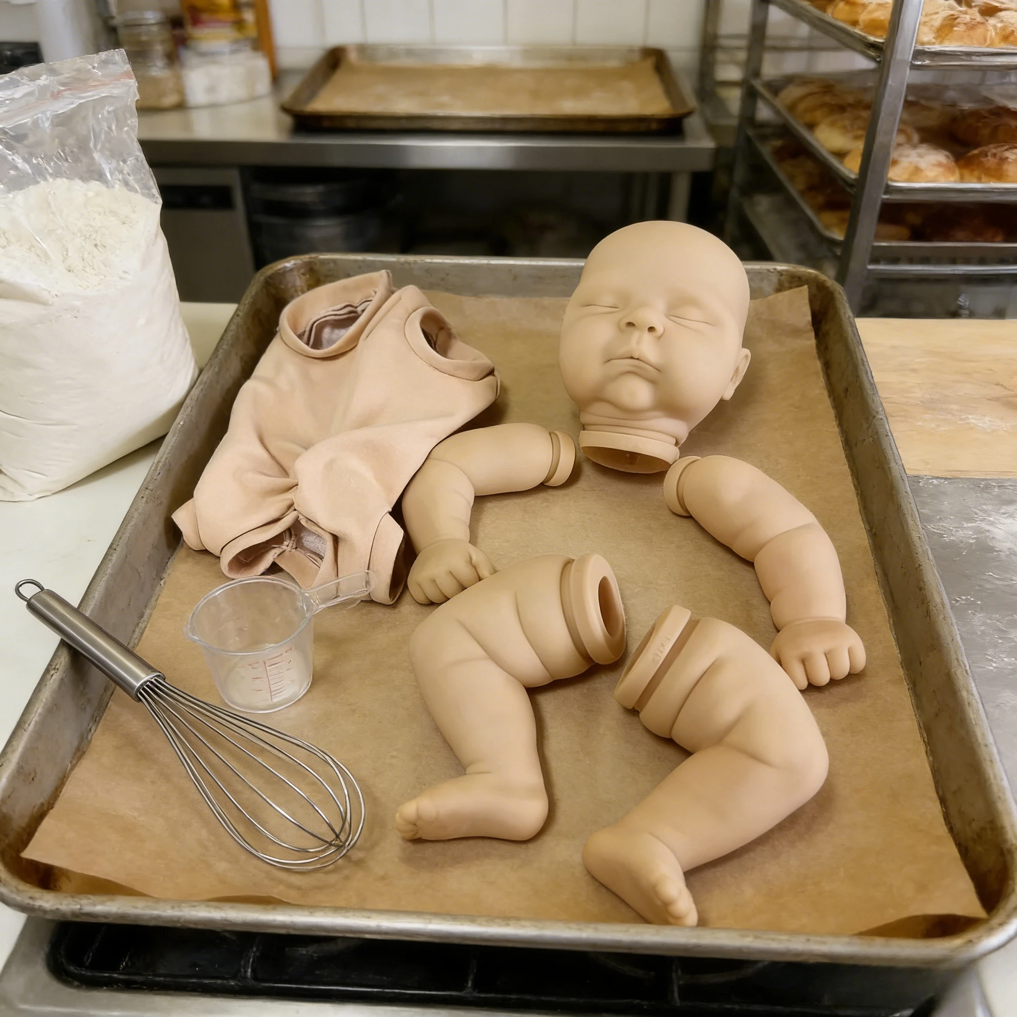 

21inch Peaches Unpainted Reborn Doll Kit Cute Baby Realistic 3D Painting with Visible Veins Includes Cloth Body for Collectors