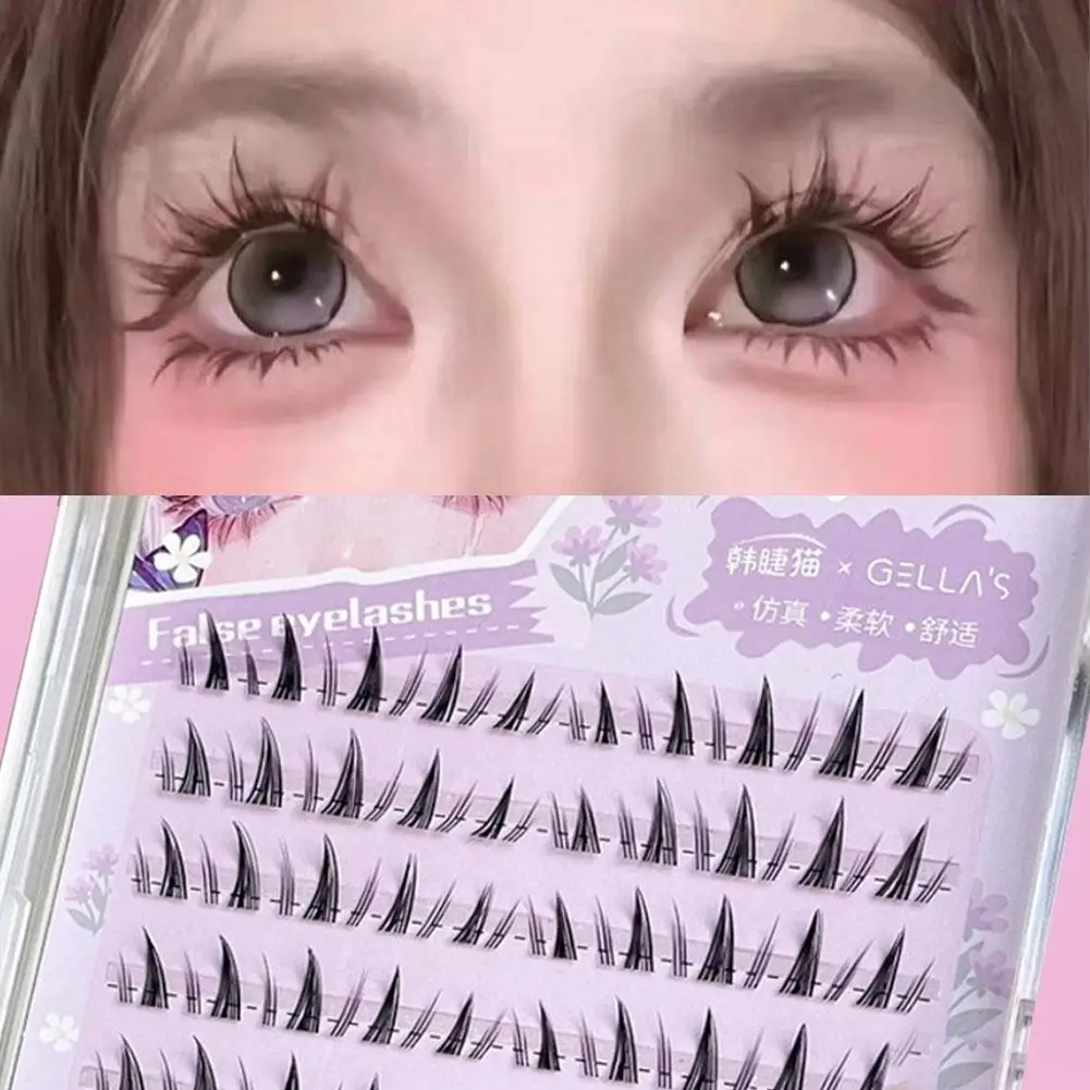 Natural diy extensão de cílios mangá estilo coreano diy em forma de w cluster cílios segmentados para maquiagem dos olhos cílios suprimentos