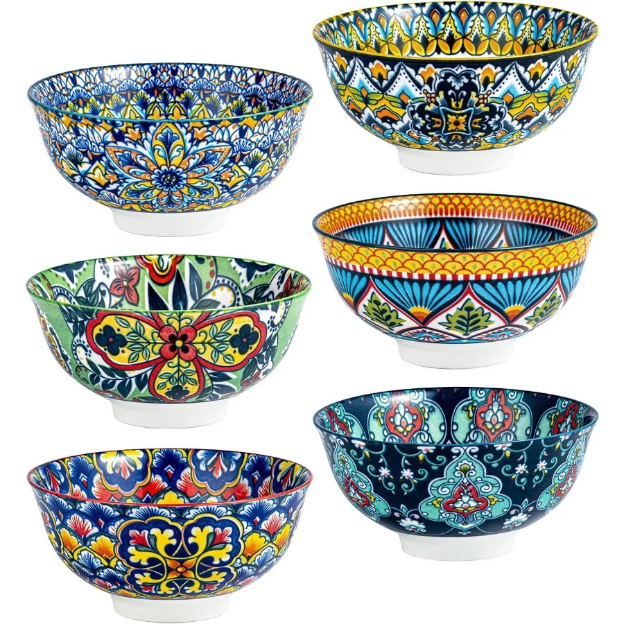 

Small Dessert Bowls 10 oz Boho Ceramic Bowls for Ice Cream Snacks Side Dishes Condiments Microwave Dishwasher Safe Set of 6 Ide