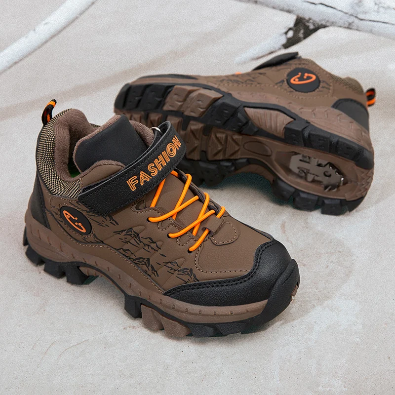 New Style Children Outdoor Non-slip Hiking Shoes For Boys Girls Brand Leather Comfort Kids Wear-resistant Fashion Sneakers