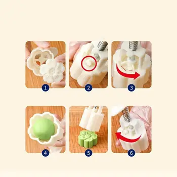 1組DIY月餅模具塑膠手動壓模糕點模具手動壓綠豆糕模型糕點壓花製作廚房烘焙工具 10 最佳銷售 月餅壓模 - №1