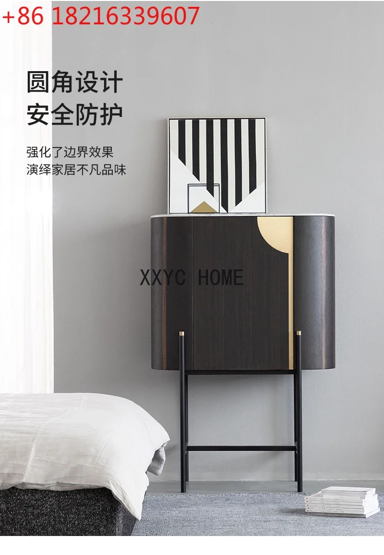 

Mild Luxury Marble Sideboard Cabinet High Wine Side Hallway Vintage Locker Living Room