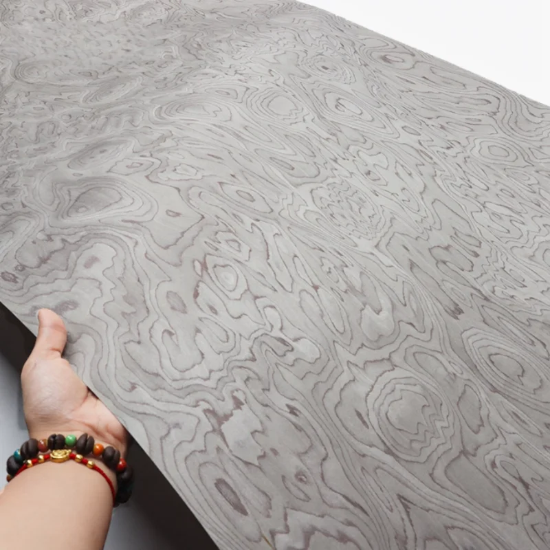 

Tech Silver Grey Burl Wood Veneer for Textured Guitar Cabinet Door Tabletop Furniture Decor Accent Wall Panels Veneer L:250X58cm