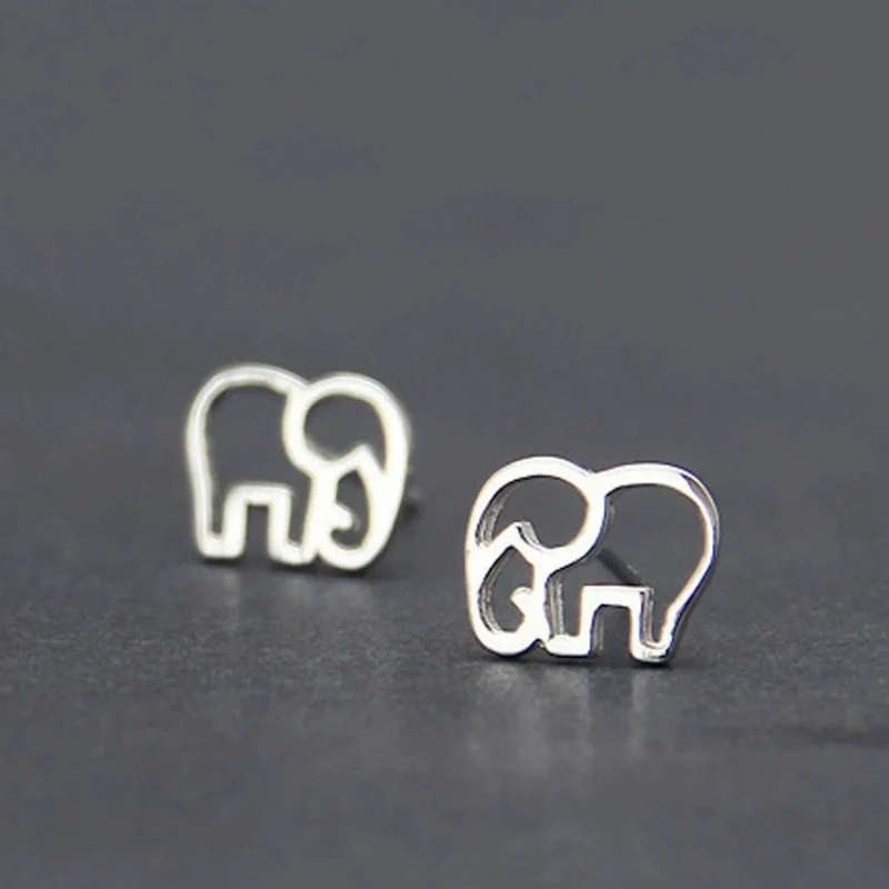 Uini Tail hot selling new 925 sterling silver fashionable and simple cartoon elephant hollow earrings exquisite girl earrings