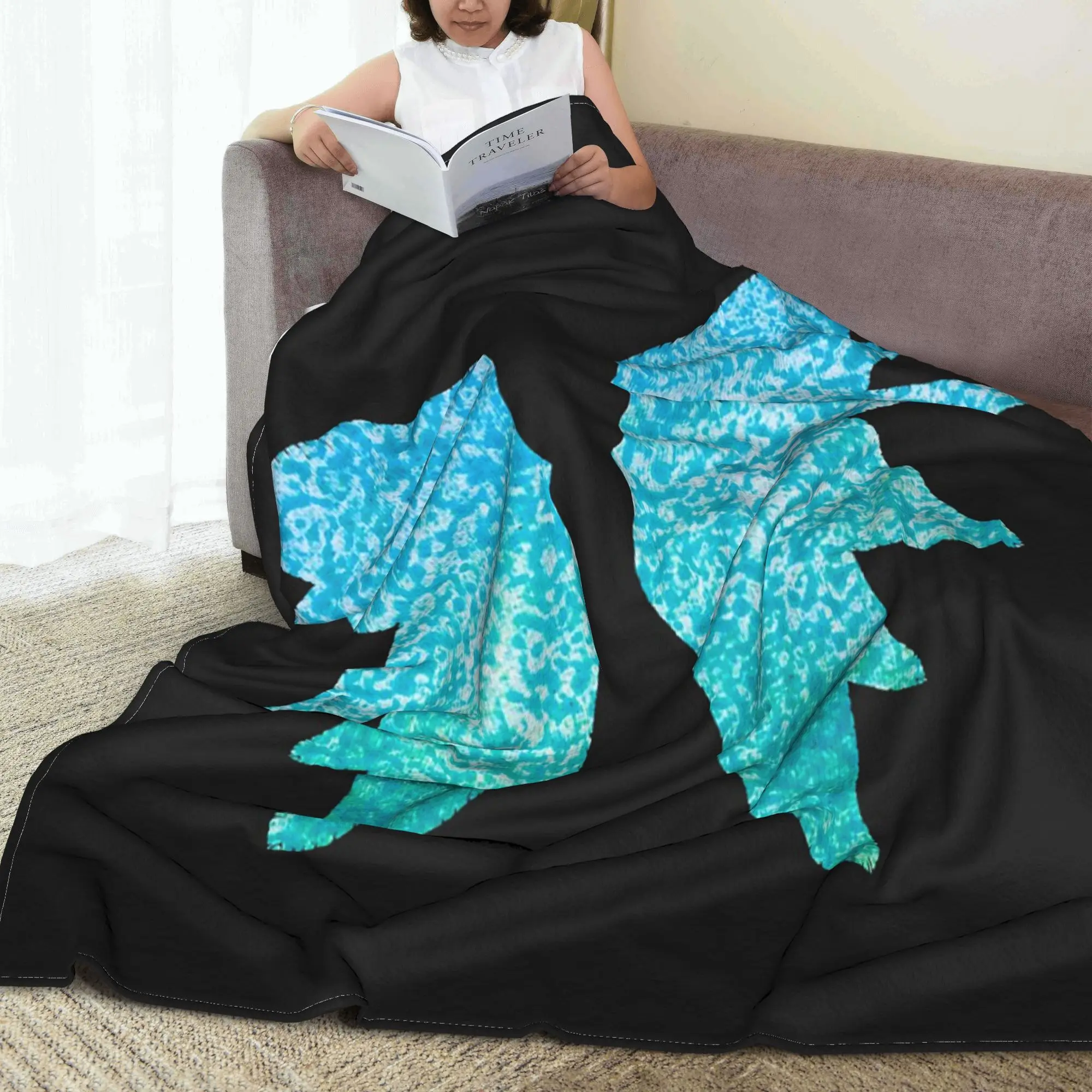 

Textured Cyan Fae Wings Blankets Lightweight Fleece Sofa Throw Blanket for Couch Bedding Travel Throws Bedspread Quilt