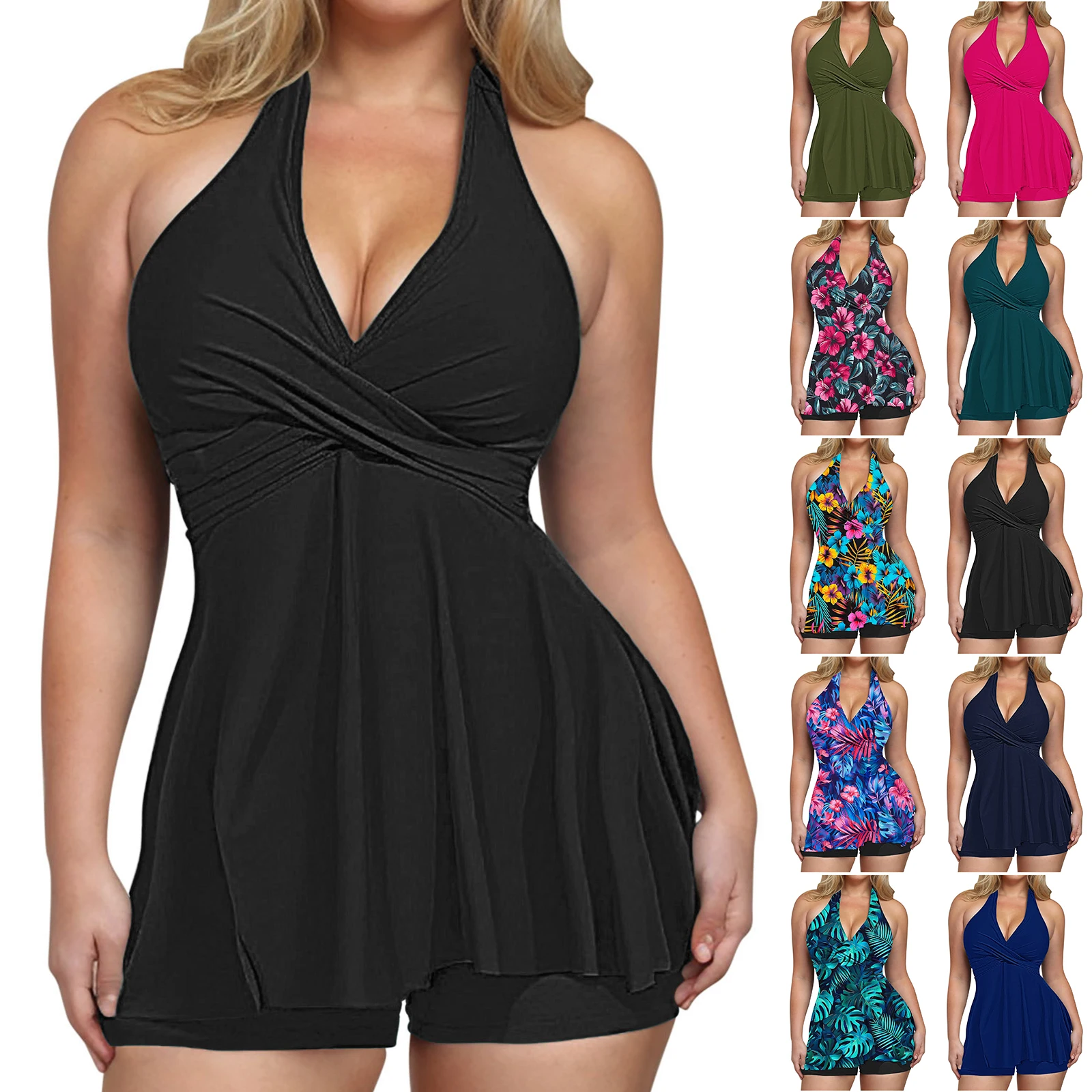 胸クッションなし スチールサポートなし 水着 スプリット コンサバティブ スカート水着 レディース ファッショナブル ノースリーブ水着