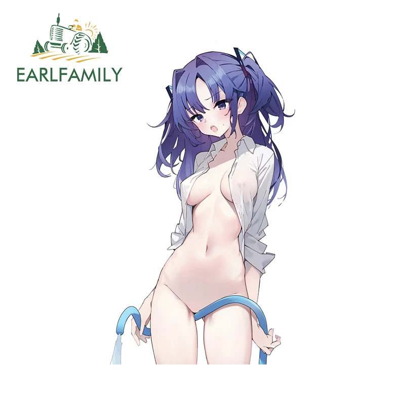 

EARLFAMILY 13cm x 7.4cm Yuuka Cute NSFW Loli Car Sticker Popular Game Caravan Racing Decal Laptop Windows Creative Car Styling
