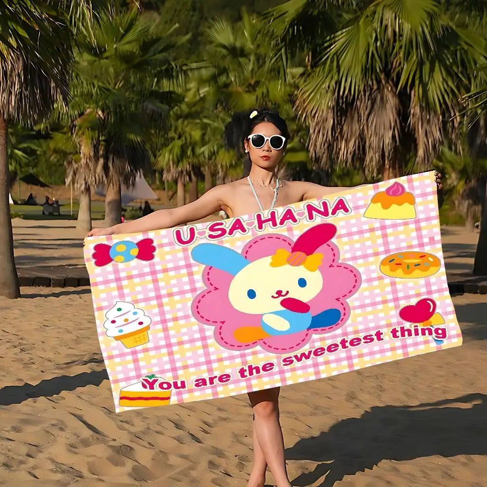 U-USAHANA Soft-Kawaii Microfiber Printed Beach Towel Mountain Climbing Yoga Beach Swimming Running Absorbent Soft Towel