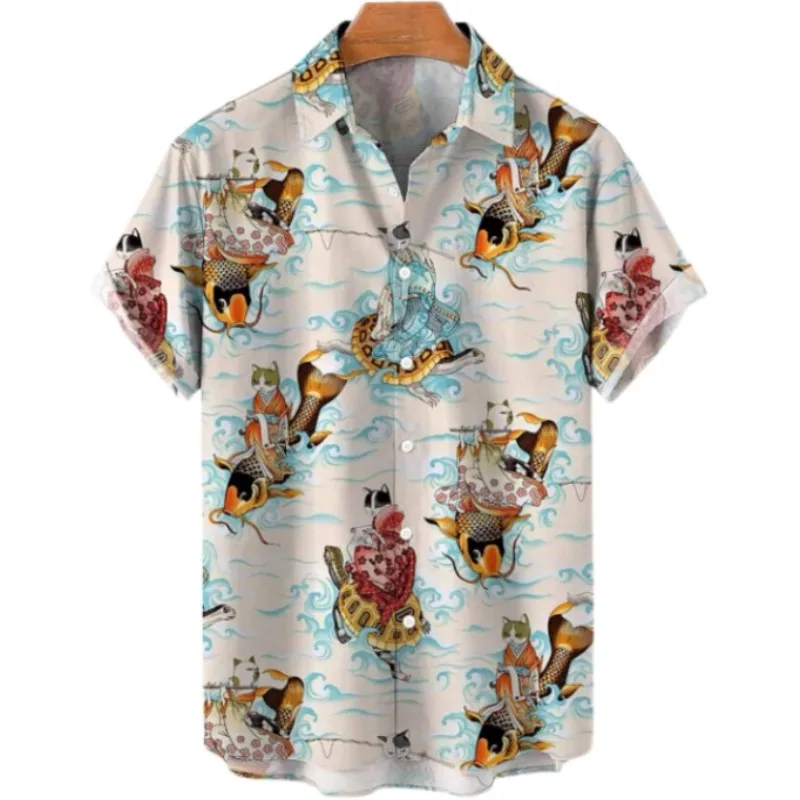 Camisa hawaiana Social informal para hombres, patrón Floral, talla grande, moda, vacaciones, oración, Cráneo Vikingo, ropa de calle Y2k, Verano