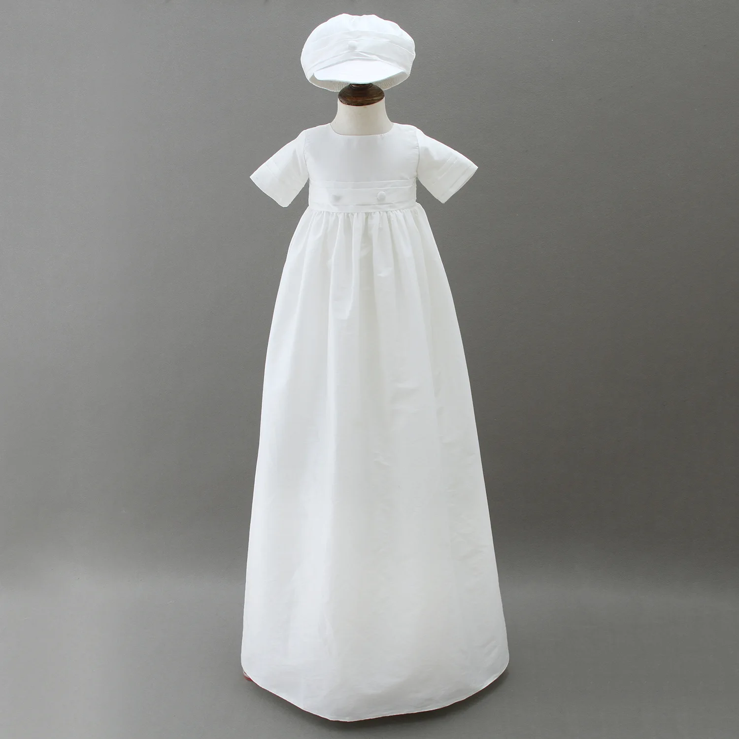 Solid Girl&Boy long Dresses Christening Baby Baptism Clothes with Hat 0-2 Years