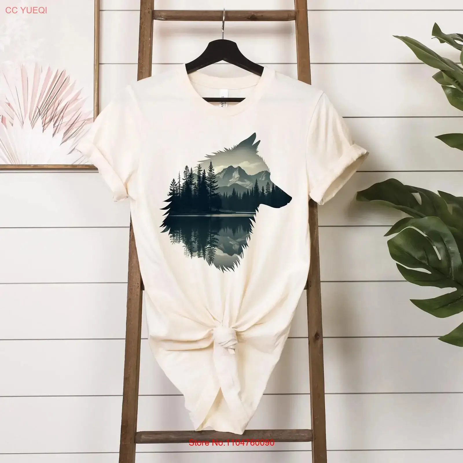Nature Inspired Wolf T Shirt Outdoor enthusiasts Eco friendly gift Adventure apparel Animal lover top vintage Washed Slightly
