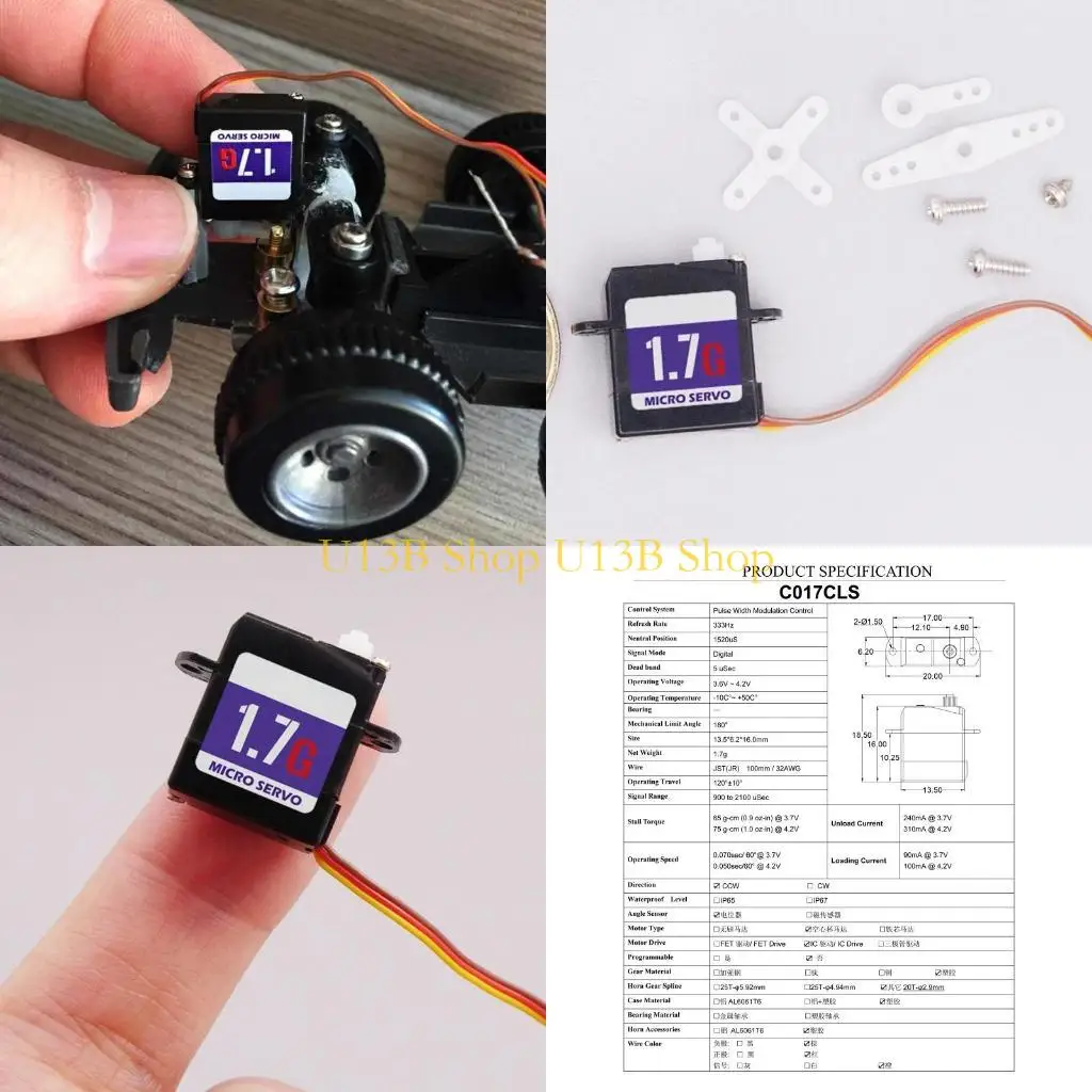 U13B 1.7g Servo Mini Micro Servo for RC Plane Helicopter Boat Car Digital Coreless JST Plug 0.07Sec 0.05Sec Fast Speed