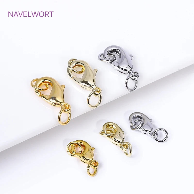 Messing 18K vergoldeter 10/12mm Karabinerverschluss mit geschlossenem Ring, Verschluss für Schmuck, Karabinerverschlussverbinder, Zubehör für Schmuck – Detail 24
