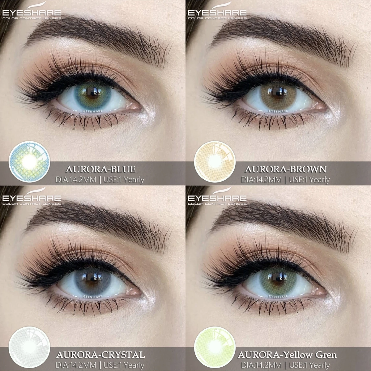 EYESHARE 1 Pair Color Lens AURORA Color Contact Lenses Beautiful Pupil Makeup Blue Contact Lens Yearly Use Gray Contacts Lenses