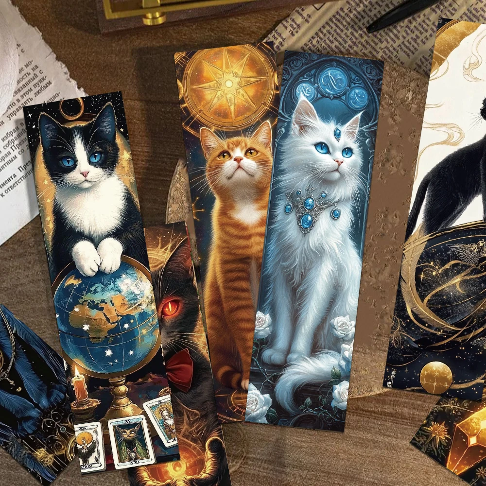 30pcs Cat Tarot Cards Bookmarks Reading Pages Books Marked School Stationary Supplies DIY Aesthetic Bookmark Creative Gifts