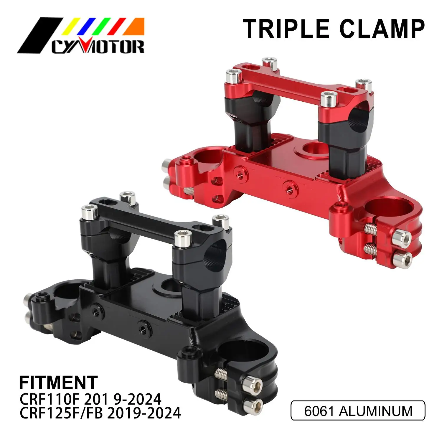 Motorcycle CNC Triple Clamp Bar Mount For HONDA CRF110F CRF125F CRF125FB 2019 2020 2021 2022 2023 2024 Aluminum Black Red