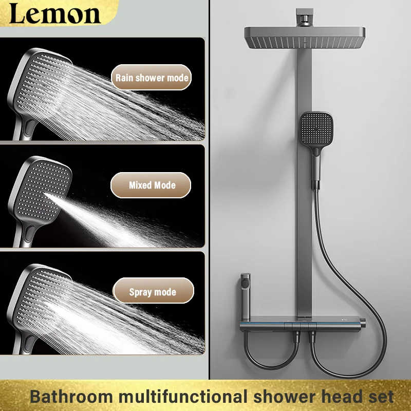 

Digital Display Piano Key Waist Spray Shower Set Grey Shower System Set Bathroom Bath Booster Sprayer
