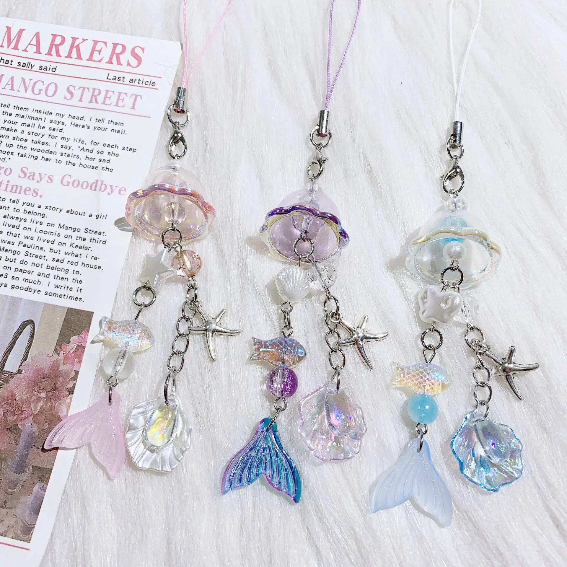 

Ocean Phone Strap Pendant Korean Style Sweet Fish Tail Keychain Lanyard For iPhone Case Hanging Rope Phone Accessories