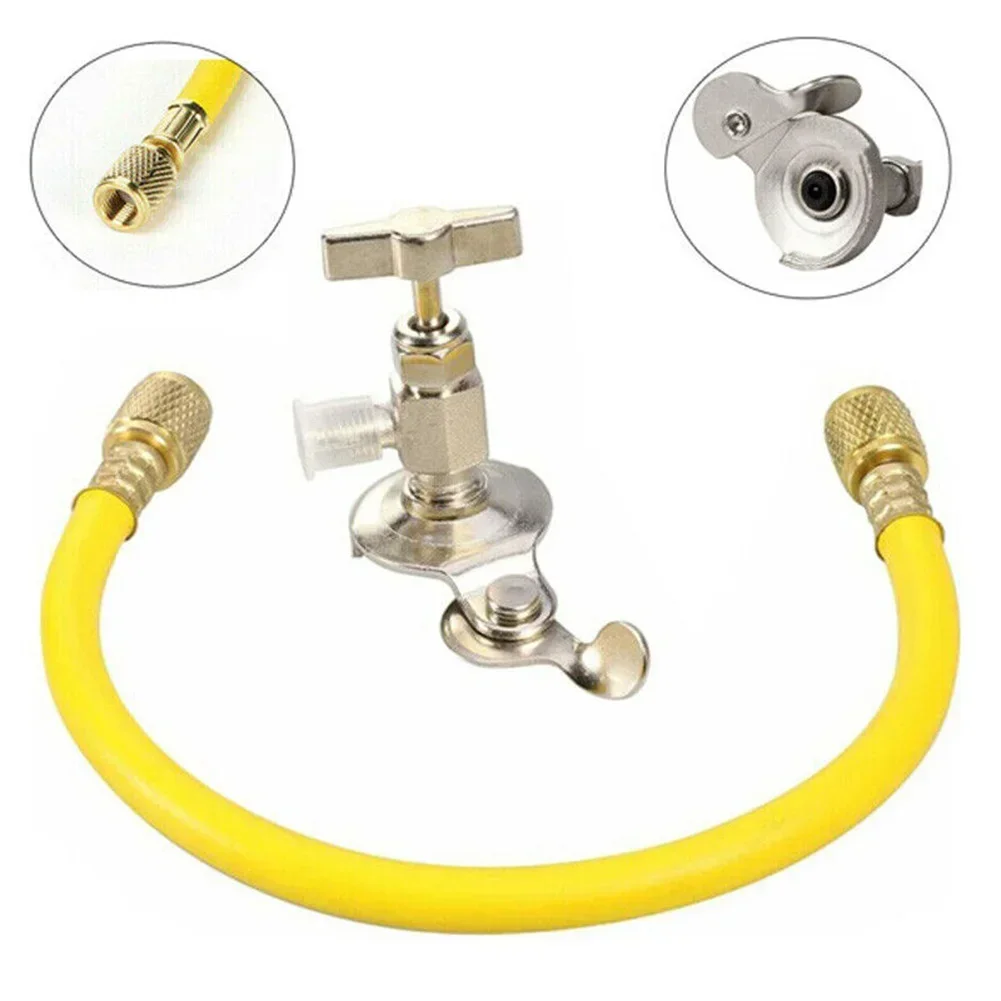 1 Set 1/4" SAE Air Conditioner Tank Faucet Refrigeration Fill Hose Valve Kit For R12 R22 R134 For Refrigerantion Hoses