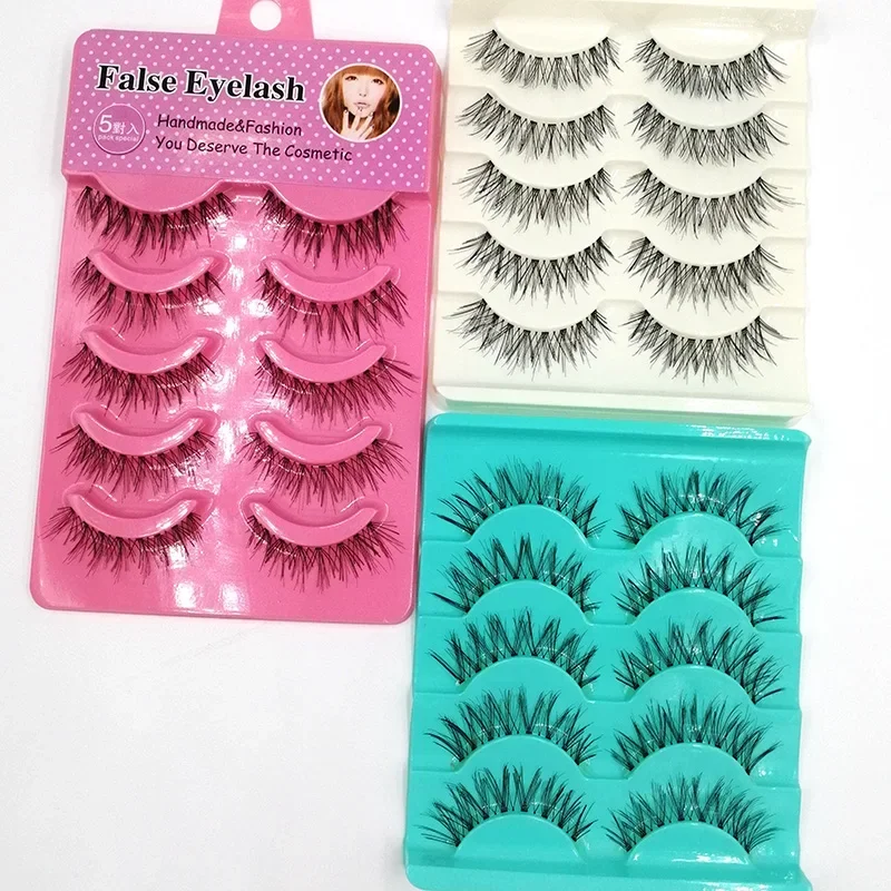 5 Pair 3D Rhinestone False Eyelashes Long Thick Lashes Extension Eyelash Party Bar Halloween Supplies Eye Makeup Blue