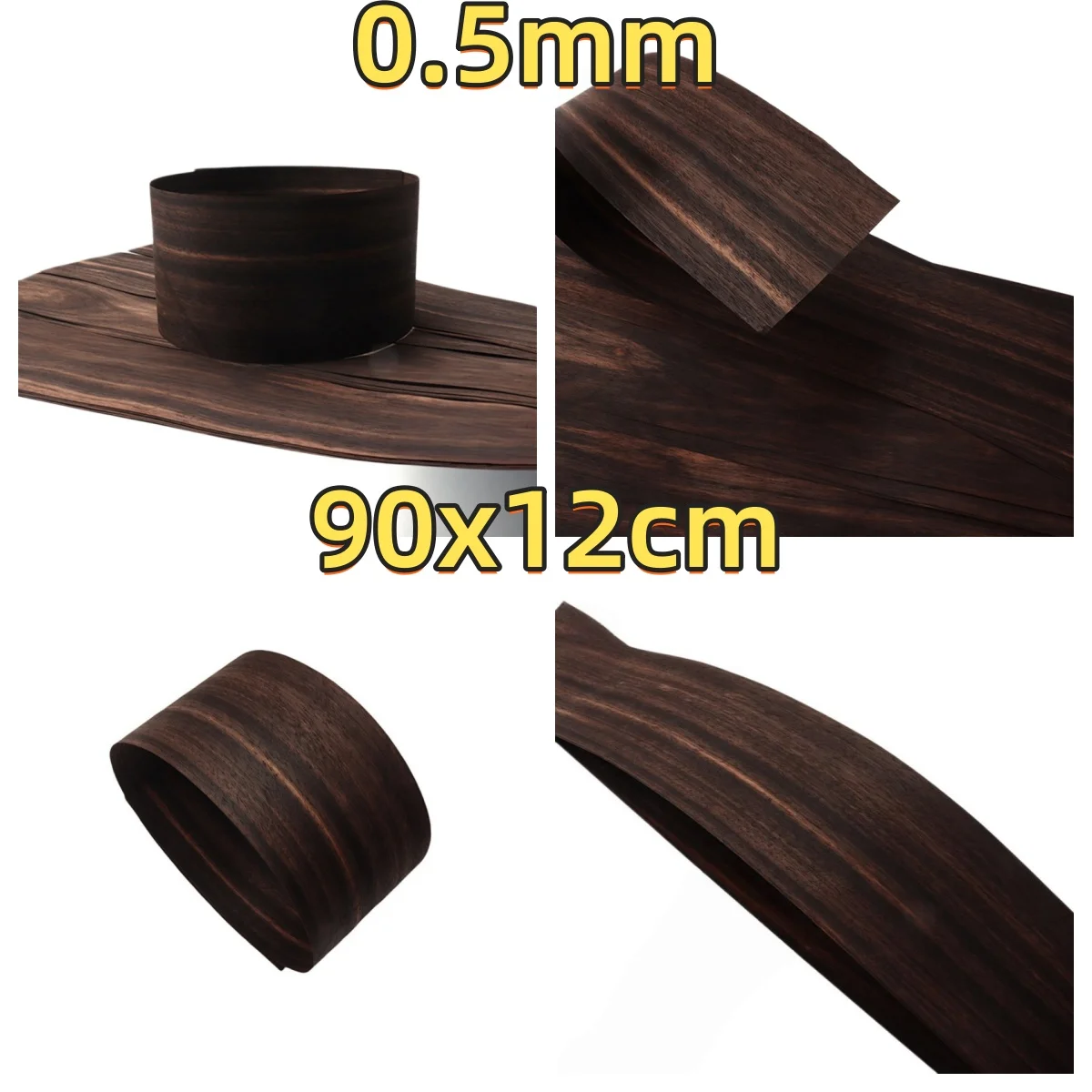2PCS Natural Ebony Veneer, 0.5mm, 90x12cm, For Bedroom Feature Wall & Model Making.