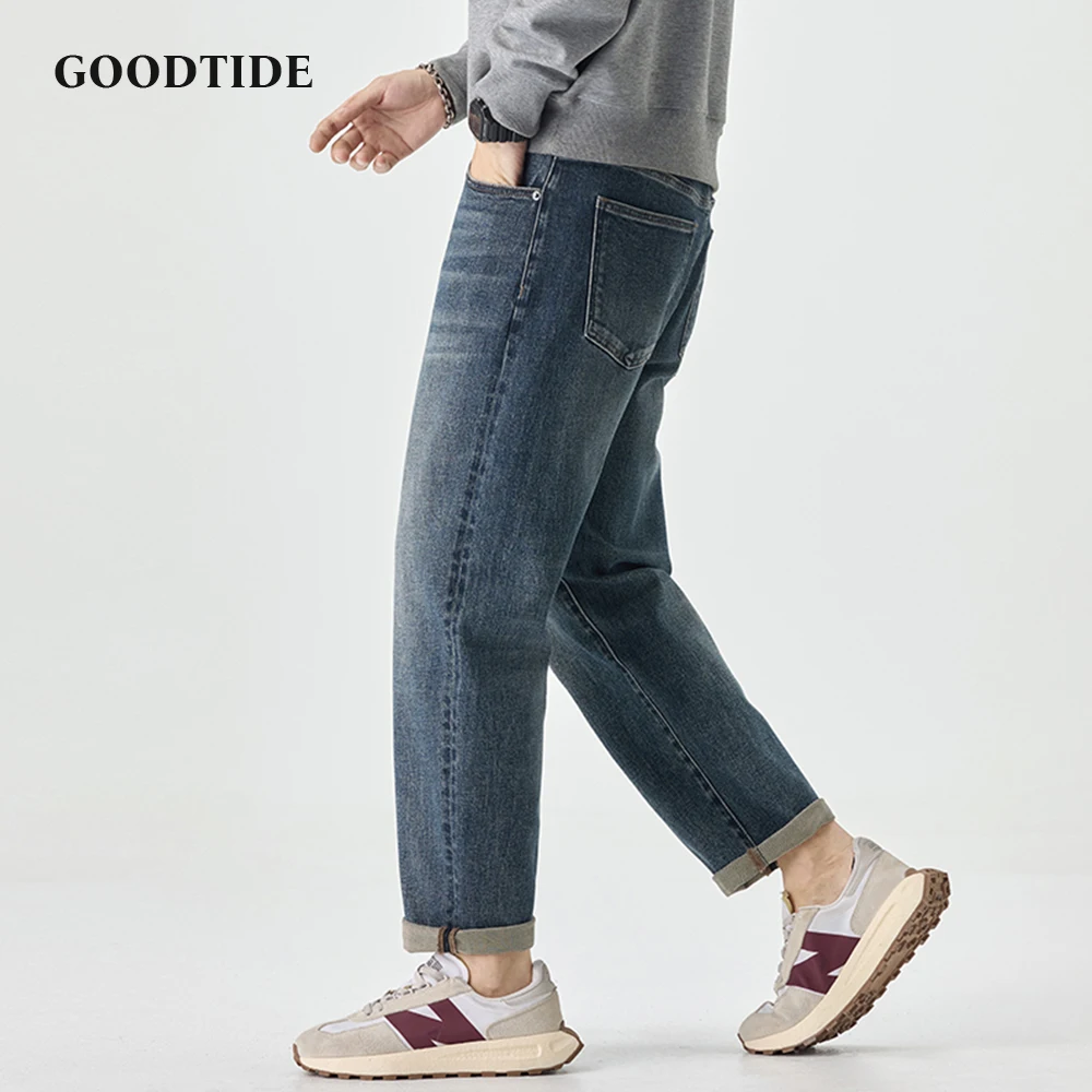 

Fashion American Retro Washed Straight Jeans 2025 Autumn New Micro-elastic Embroidered Drape Loose Casual Denim Trousers 28-38