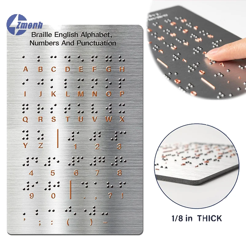 New！Braille Alphabet and Number Learning Tool Durable Metal Tactile Bump Reading Board Protrusion Reading Educational Aid Tool