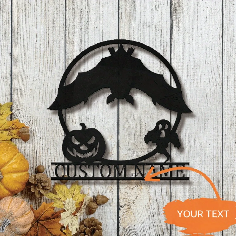 

Custom Wall Sculptures with Personalized Family Name Halloween Pumpkin Design Ideal for Gifts Room Decor All Saints Day Sign