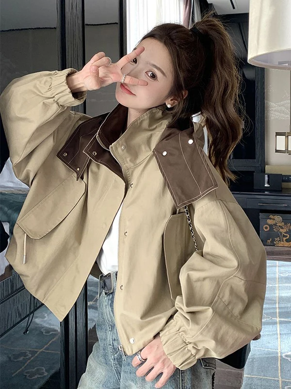 

Женская модная укороченная куртка с капюшоном в гонконгском стиле, больших размеров (до 300 фунтов), весенняя, омолаживающая верхняя одежда