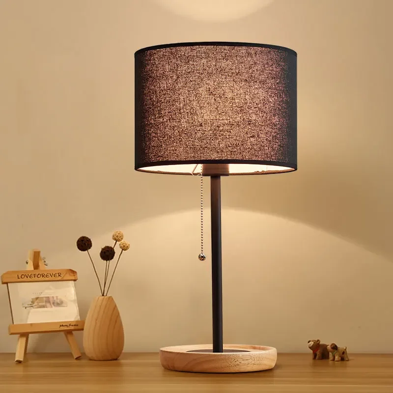 Nordic table lamp bedroom bedside creative personality American simple modern warm eye protection bedside solid wood study readi