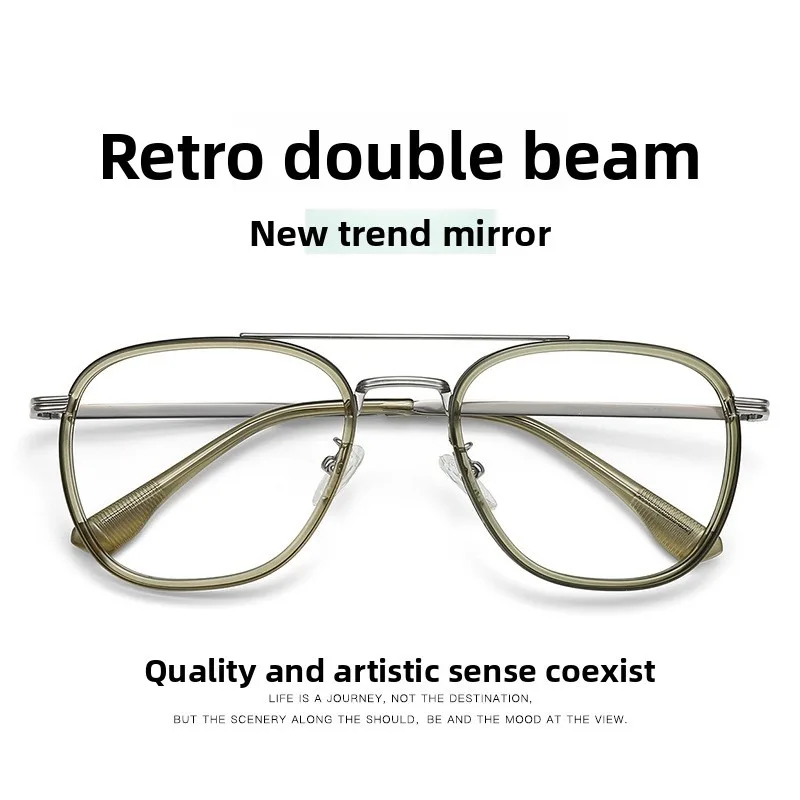 55-19 جديد ريترو مزدوج شعاع الطيار نظارات الإطار المد مكافحة الأزرق نظارات مسطحة المرأة قصر النظر الاستجماتيزم النظارات الطبية #2
