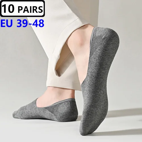 Imagen 2 del producto 20 piezas = 10 par/pack Invisible para hombre grande talla grande 46,47,48 calcetines náuticos hombre transpirable resistente a olores calcetines de algodón para hombre Meias