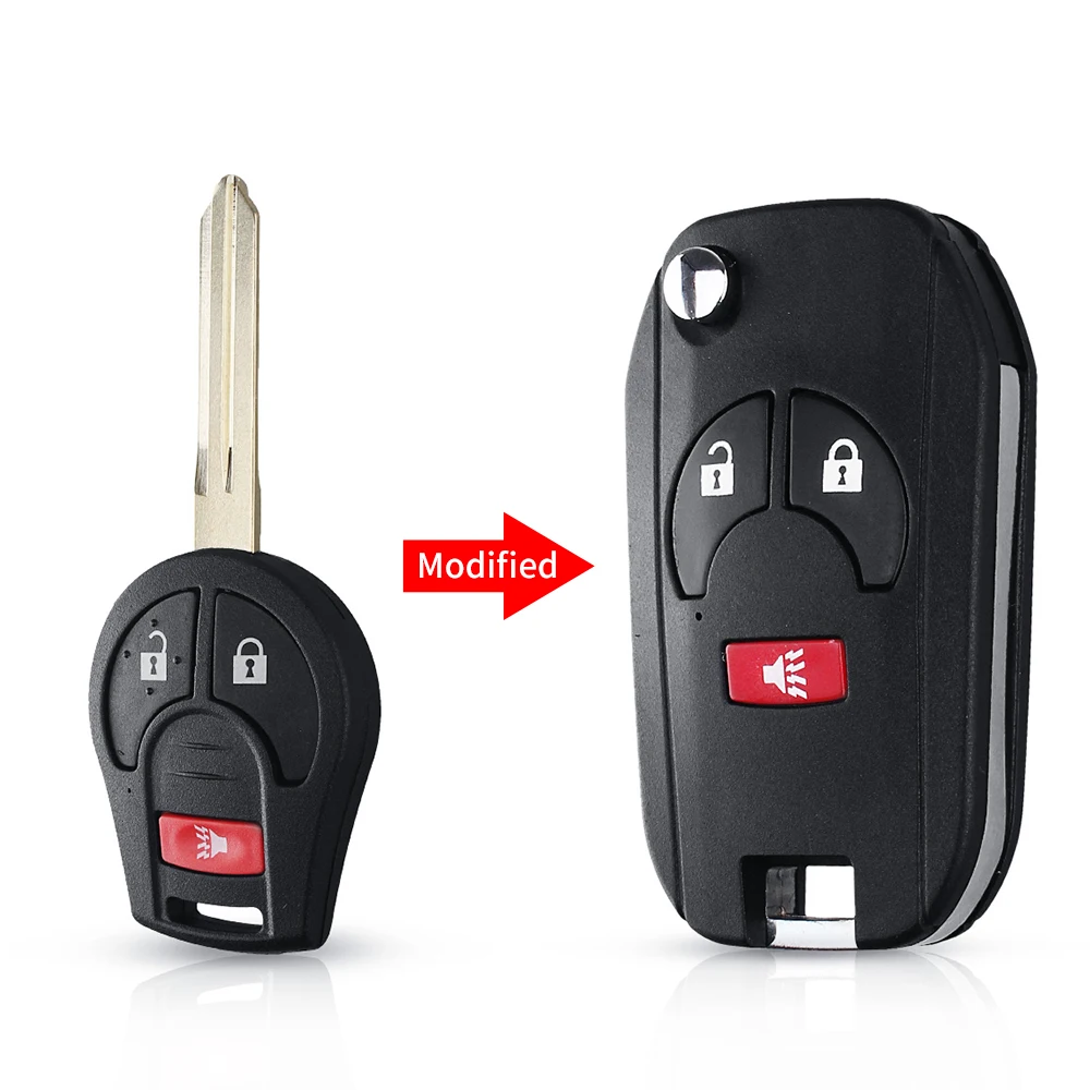 KEYYOU 2 Button Flip Folding Remote Car Key Case Shell Fob Cover Case Styling For Nissan Cube Micra Qashqai Juke Altima Maxima