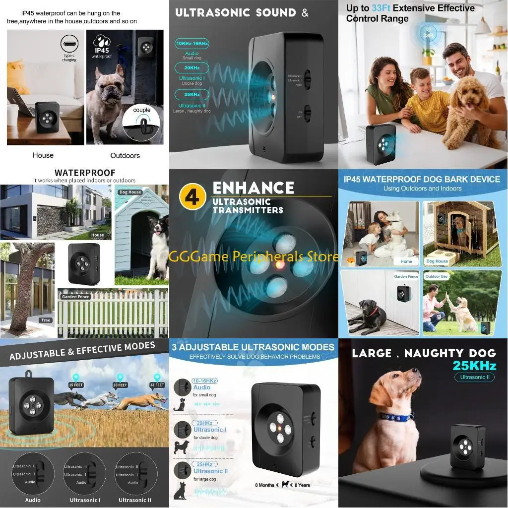 

U55B Ultrasonic AntiBarking Device Antidisturbing Outdoor Dog Repellers Antinoise