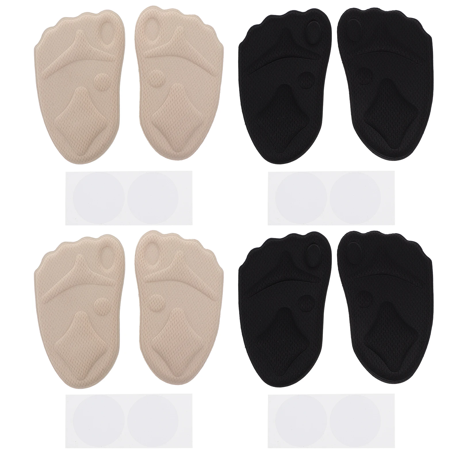 

8pcs Foot Cushion Sole Pads 4D Sponge Forefoot High Heel Inserts Black Skin Color Soft Anti Pain Sweat Absorbing