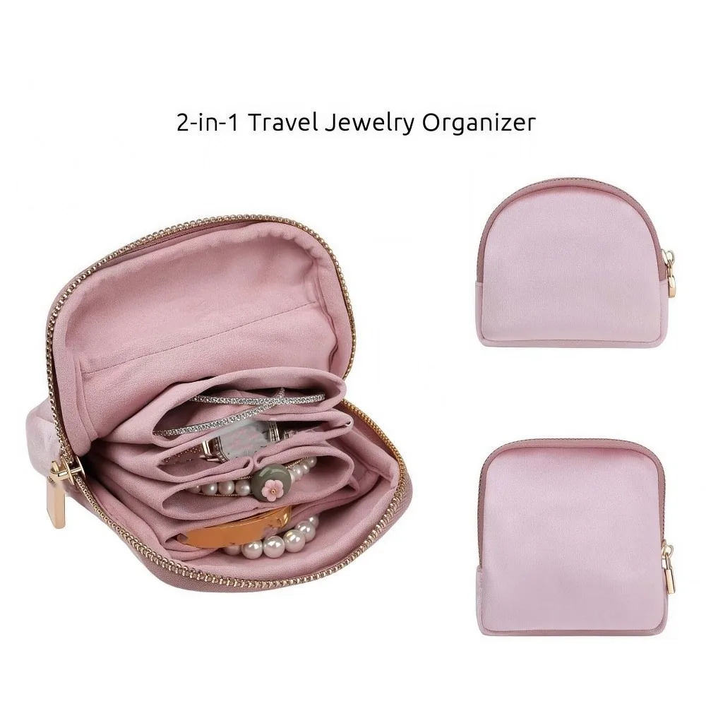 Magnetic Detachable Magnetic Jewelry Case Soft Velvet Double Layer Travel Jewelry Organizer Scratch Resistant Secure Zipper
