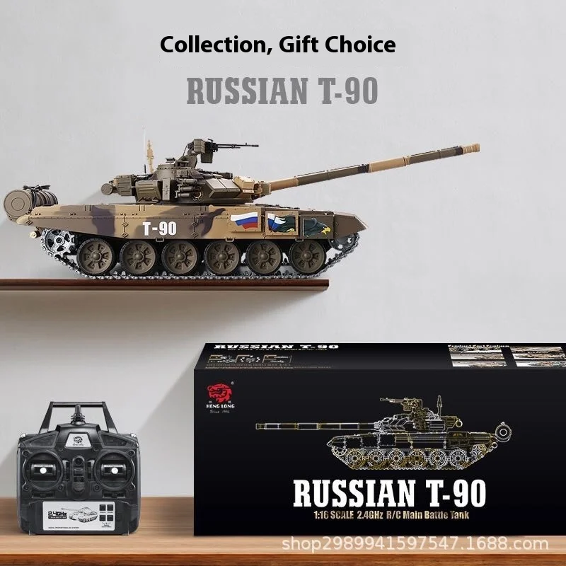 Henglong – réservoir télécommandé T90, jouet monté sur piste en métal, véhicule militaire tout-terrain, jouet pour enfants et collectionneurs de modèles