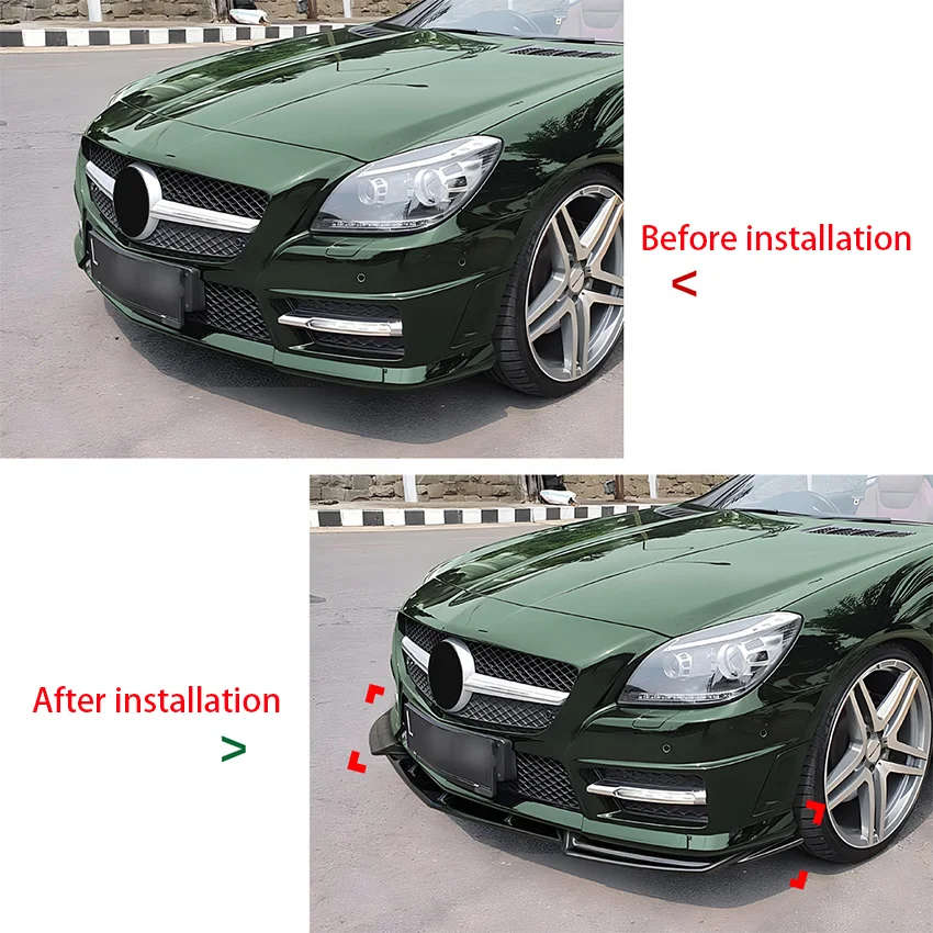 

3PCS For 2011 2012 2013 2014 2015 Mercedes Benz SLK R172 AMG Line Car Front Bumper Lip Spoiler Splitter Trim Accessories