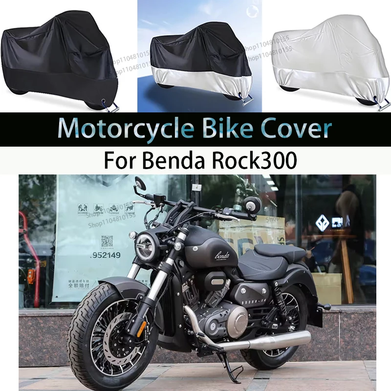 For Benda Rock300 Motorcycle Cover Moto Rain Cover Waterproof Dustproof UV Cover Coat Indoor Outdoor Motorbike Scooter Cover
