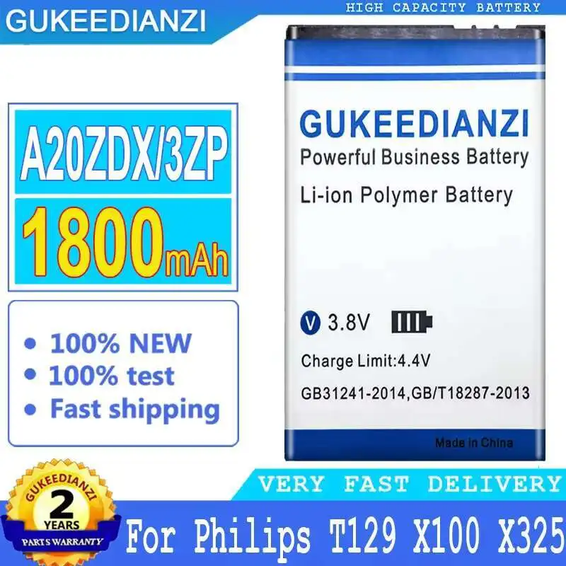 

1800mAh Mobile Phone Battery Reliable Replacement For Philips Xenium T129 X100 X325 Good Low-Temperature Performance A20ZDX 3ZP