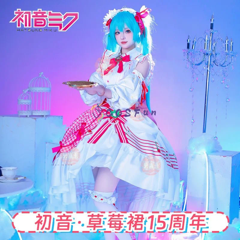

Miku Cosplay Costume Lolita Dress Lovely Uniform Props Accessories Women Halloween Party Role Play Outfit COSFun