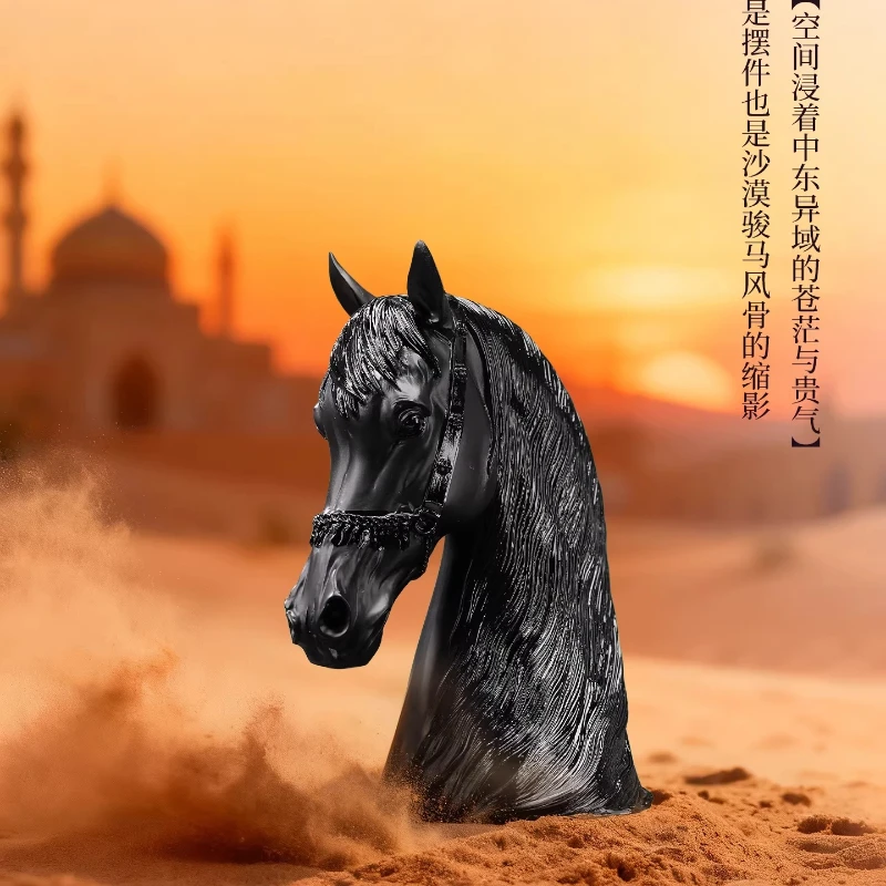 XL Light Luxury Middle Eastern Horse Head Glass Ornament Success Brings Horse High-end Sense Home Creative Entrance Living Room