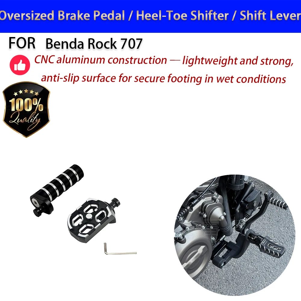 For Benda Rock 707 Oversized Brake Pedal Shift Lever Heel-Toe Shifter CNC Aluminum Anti-Slip No-Drill Accesorios Moto