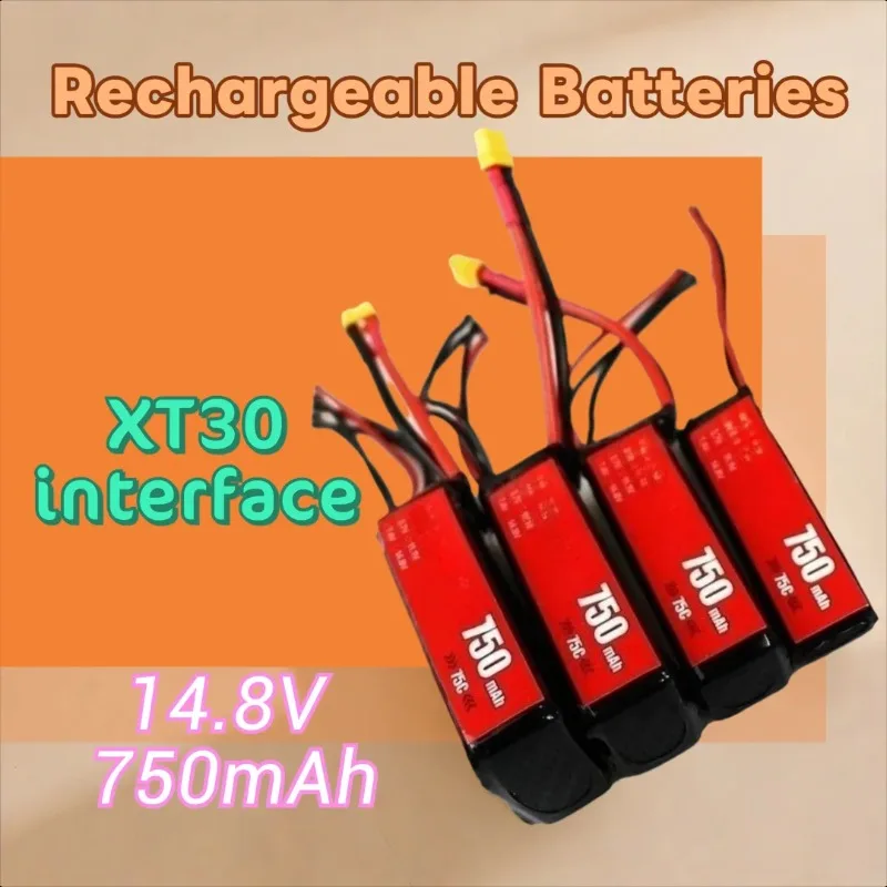 

XT30 14.8V 750mAh 4S 75C LIPO Battery for RC Helicopter Quadcopter FPV Racing Drone Rechargeable Battery