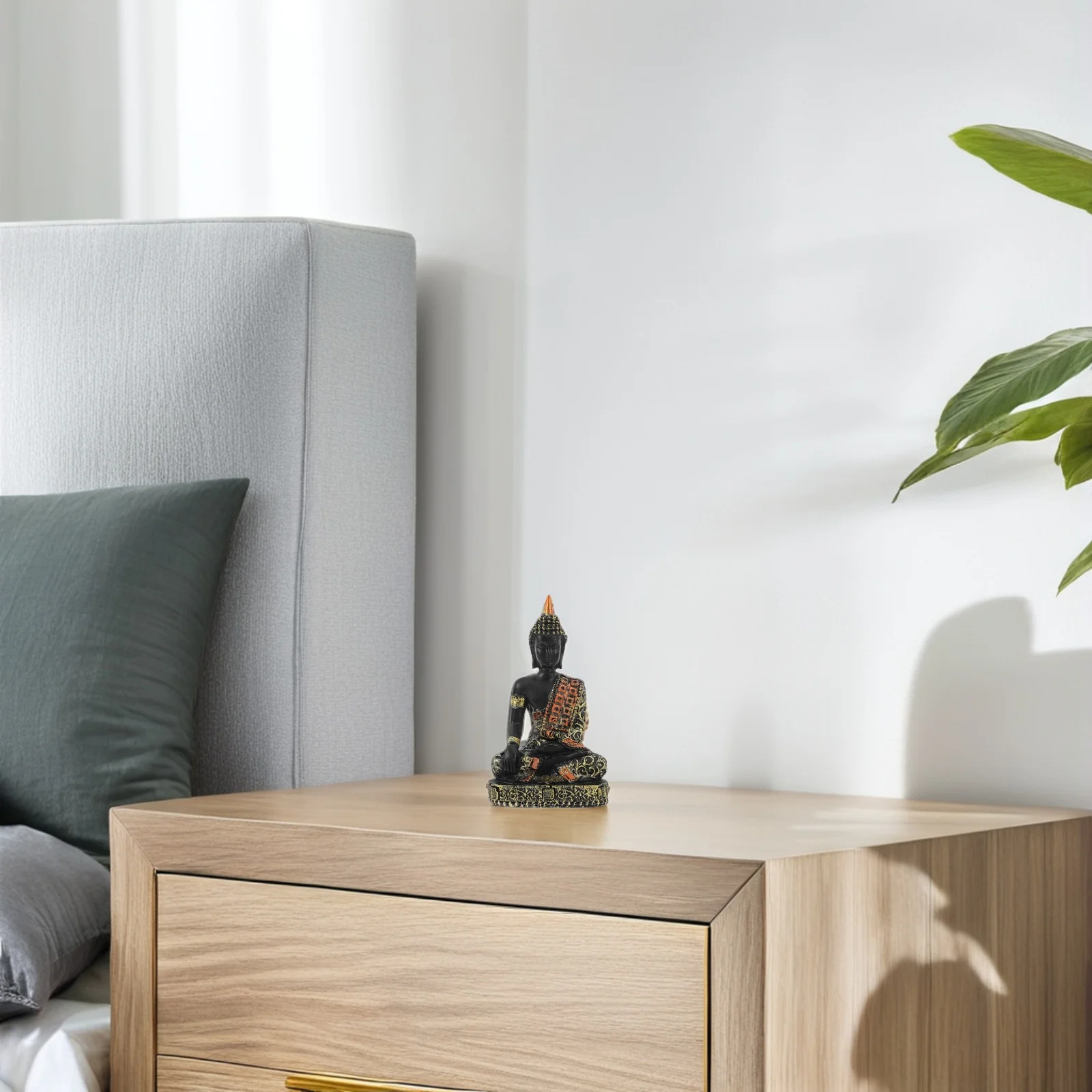 التايلاندية يجلس بوذا تمثال زن التأمل غرفة داخلية مدخل ديكور المنزل الروحي النحت