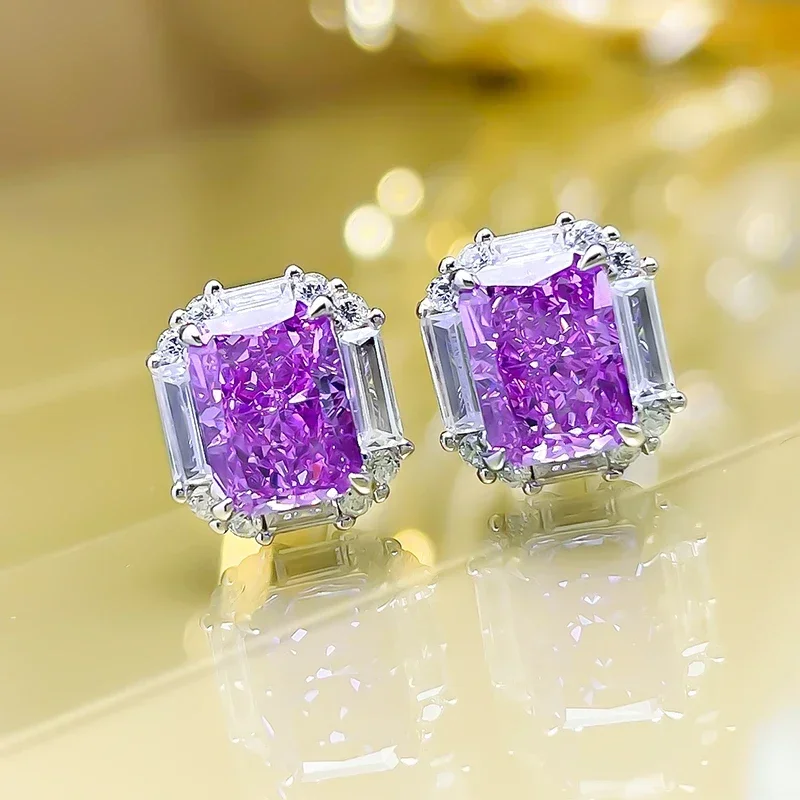 High Quality 4-carat Colored Diamond Ring, Daily Imported High Carbon Diamond 925 Silver Wedding Engagement Jewelry