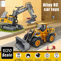 New Remote Control Excavator Toy 11 Channel RC Construction Vehicle with Metal Shovel Rotation for Kid Gift Indoor Outdoor Play
