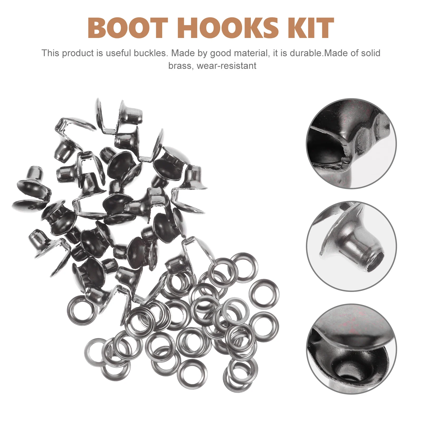 20pcs Shoelace Buckles Boot Hooks Diy Fixing Replacement Rivets Durable Brass Shoe Accessories Easy Install Craftsmanship